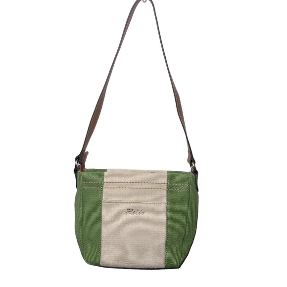 Vintage Y2K Relic Green Cream Mini Shoulder Crossbody Canvas Purse - Picture 1 of 15